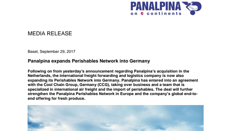 Panalpina expands Perishables Network into Germany
