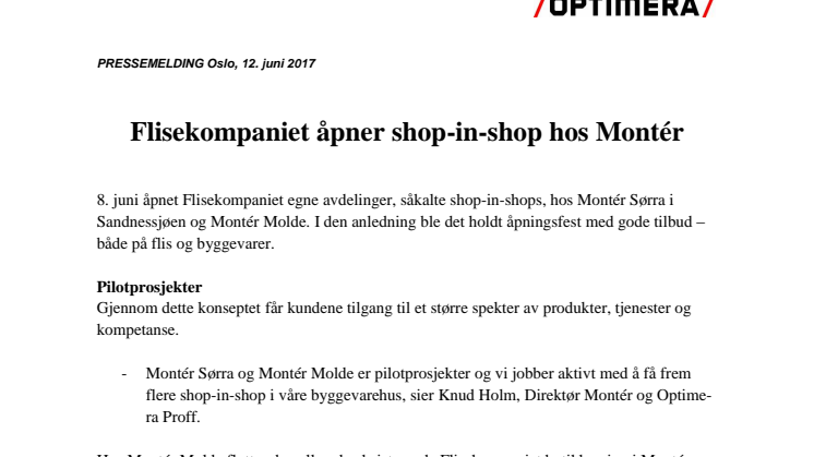 Flisekompaniet åpnet shop-in-shop hos Montér