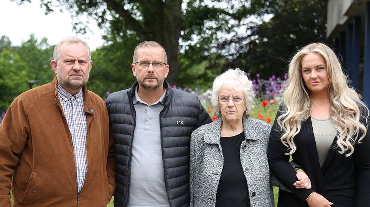 Alfred's grandsons Russell and Jason Lowbridge, Alfred's daughter Julie Swinscoe and Alfred's great grand-daughter Saffron Lowbridge