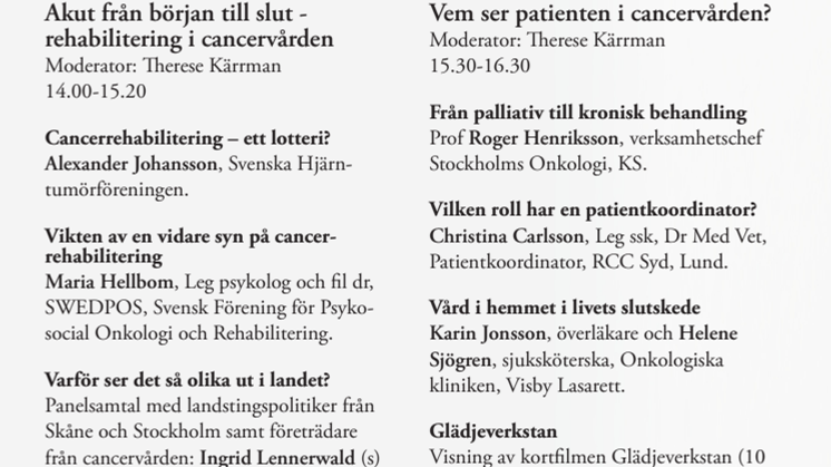 Nätverket mot cancer medverkar i Almedalen 5-7 juli 2011