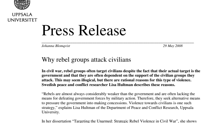 Why rebel groups attack civilians