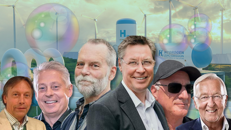 Teamet i Hydrogen Lift, från vänster; Staffan Hedlund, marknad, Lars Lindahl, produktionsdesigner, Anders Mohss, grundare och ägare, Mats Nilsson, grundare och VD, Haim Bear, grundare och ägare, Christer Sjöström, forskning och utveckling.