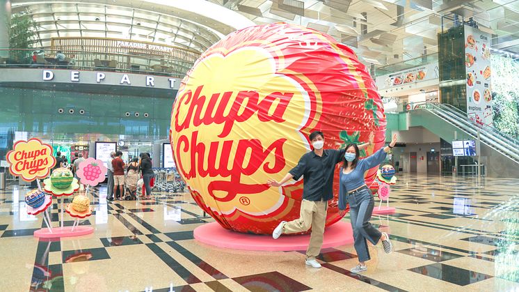 Singapore’s largest ever Chupa Chups lollipop at Changi Airport stands at 11.1-metres-long and 4-metres-tall. 