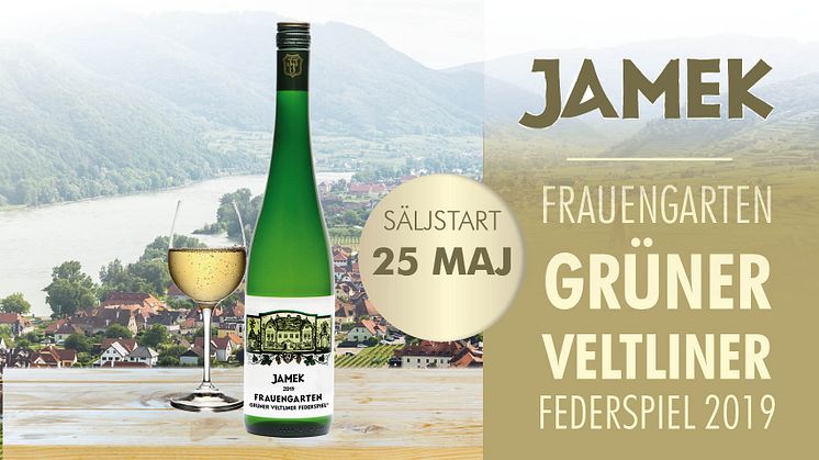 Den 25 maj lanseras den nya årgången av Jamek Frauengarten Grüner Veltliner Federspiel 2019. Ett friskt och fruktigt vin med toner av gröna äpplen, vitpeppar, aprikos och grapefrukt.