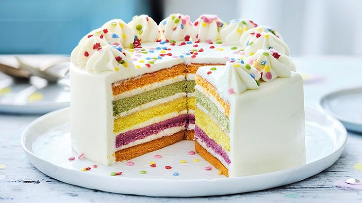 Rainbow cake, inga tillsatser, naturliga färgämnen. Och ingen palmolja!