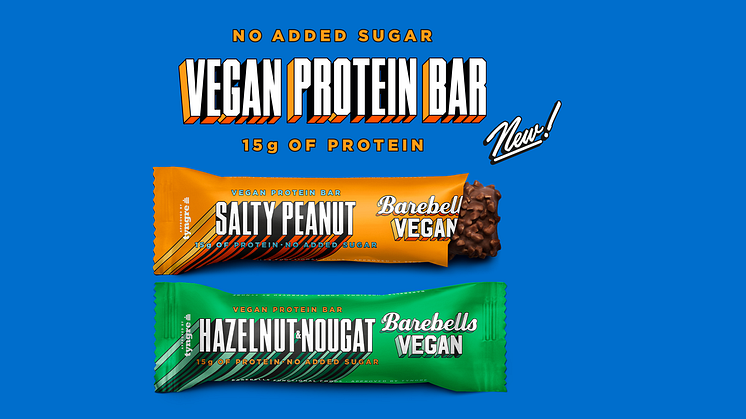 Barebells goes vegan – nya veganska proteinbars i de populära smakerna Salty Peanut och Hazelnut & Nougat