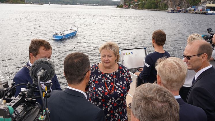 Prime Minister of Norway Erna Solberg was present for the signing at the ship yard in Brevik, Norway today