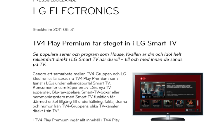 TV4 Play Premium tar steget in i LG Smart TV