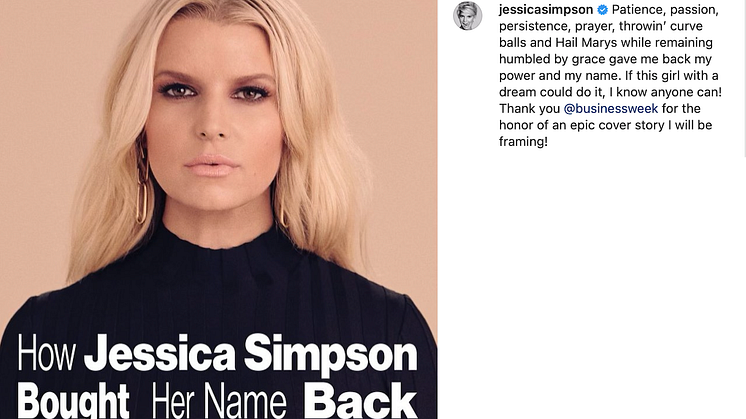 Screen shot of Jessica Simpson's Instagram page
