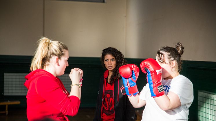 Boxing training at a London community boxing gym