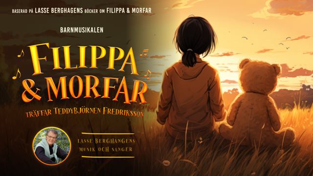 Lasse Berghagens "Filippa & morfar" - träffar Teddybjörnen Fredriksson blir familjemusikal med premiär på Tjolöholms Slott sommaren 2024