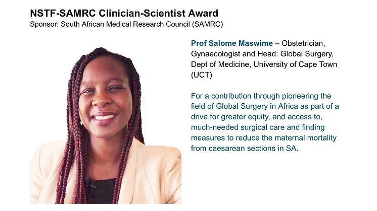 Professor Salome Maswime wins Clinician-Scientist Award 