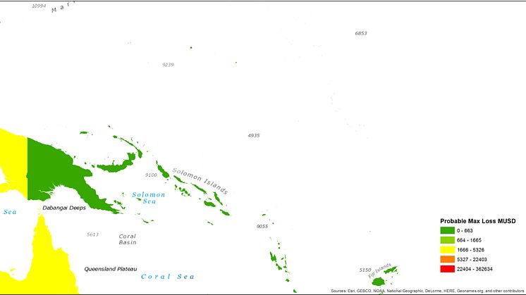 Tsunami risikokart MUSD Stillehavet