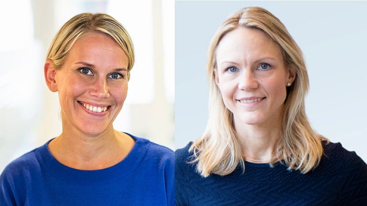 Karolina Brick, tillträdande hållbarhetschef på Riksbyggen och Maria Brogren, chef Hållbarhet och innovation på WSP.