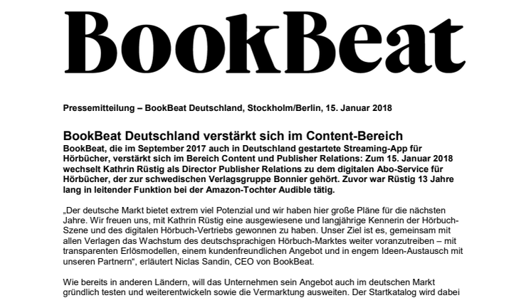 BookBeat Deutschland verstärkt sich im Content-Bereich