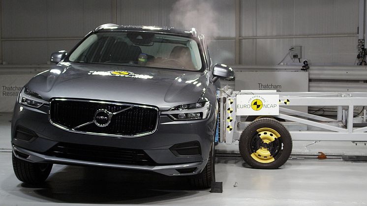 The Volvo XC60 in Euro NCAP's side crash test at Thatcham Research