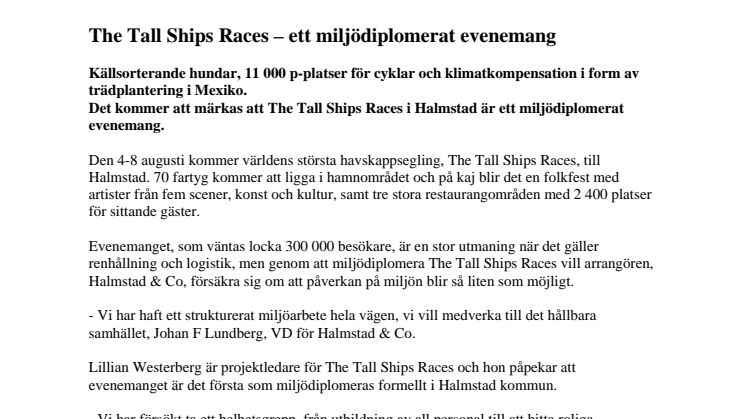 The Tall Ships Races – ett miljödiplomerat evenemang