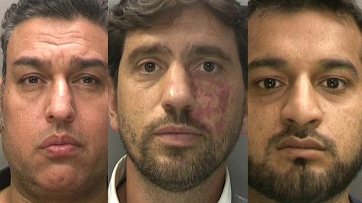 L-R Mohammed Khan, Matthew Sutherland & Mohammed Zaheer have been sentenced for R&D tax relief fraud