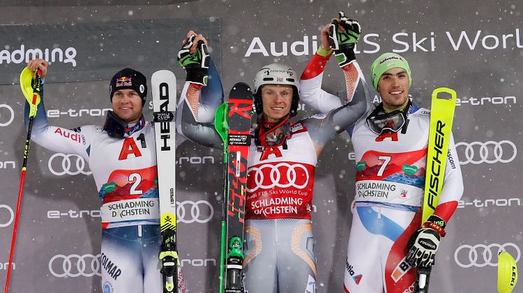Alexis Pinturault second at the Night Race in Schladming