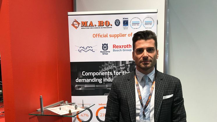 Ma. Bo. from Italy has been a regular visitor at Elmia Subcontractor for the past five years. The photo shows sales manager Pierluigi Casadei at his company’s stand at this year’s fair.