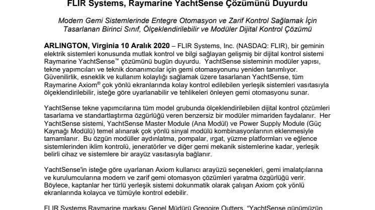 FLIR Systems, Raymarine YachtSense Çözümünü Duyurdu
