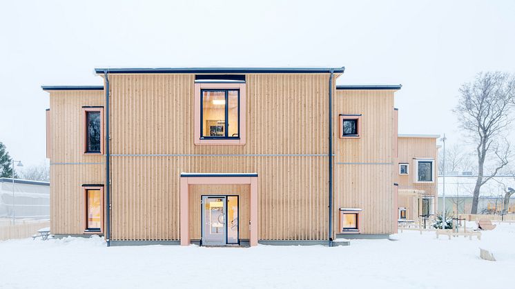 Den fossilfria förskolan Hoppet är vinnare i Årets Bygge 2022. Foto: Felix Gerlach