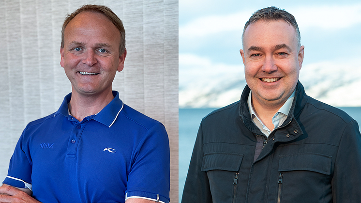 Jan Endre Vartdal, daglig leder i Vartdal Plast-konsernet, og Snorre Jonassen, regiondirektør Nordland i Cermaq 