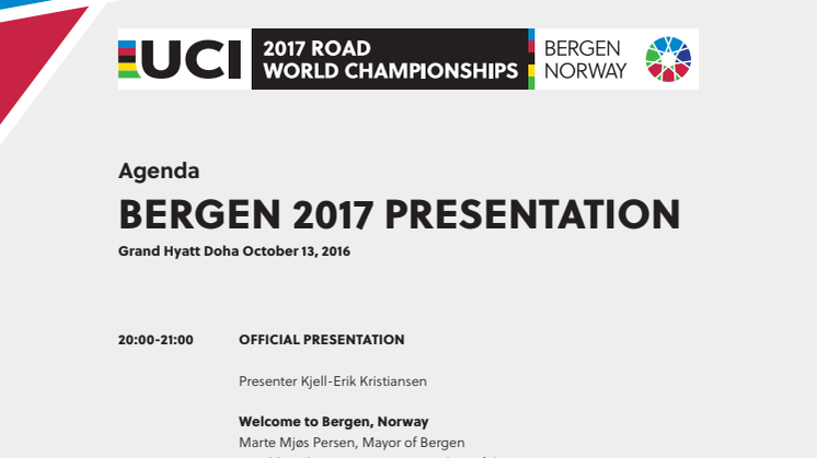  SYKKEL-VM BERGEN 2017:  Inviterer sykkelverdenen til Bergen 