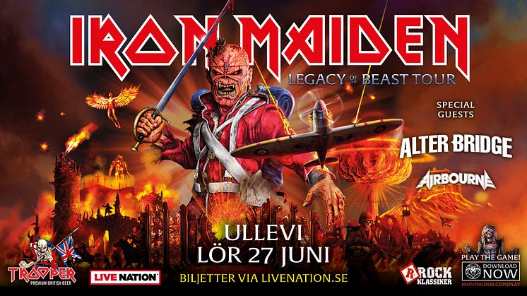 Heavy metal-jättarna Iron Maiden till Ullevi i sommar