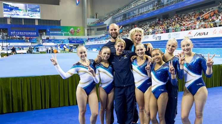 Sveriges VM-lag i kvinnlig artistisk gymnastik klart för VM 2015  - och OS-kval (redigerat)