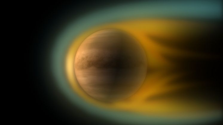 Interaction between Venus and the solar wind Cred: ESA (Image by C. Carreau)