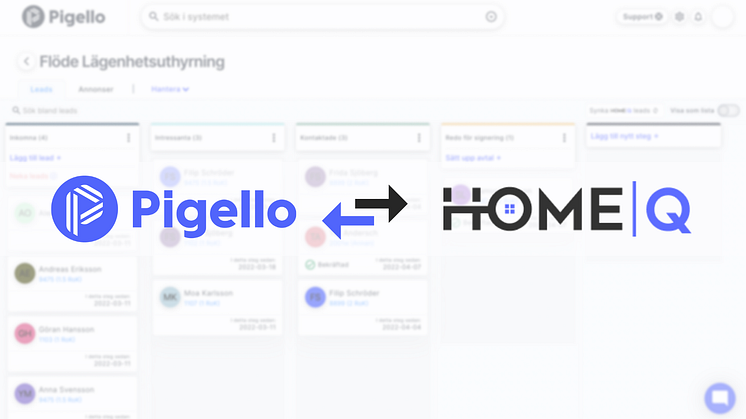 Pigello inleder samarbete med HomeQ för uthyrning av lägenheter 