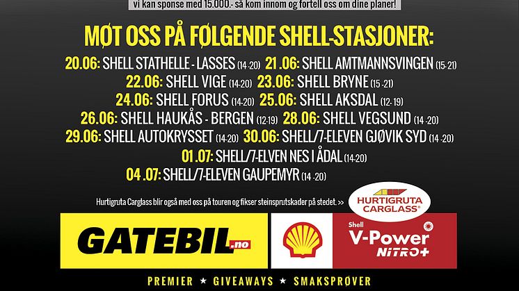 Hurtigruta Carglass, Gatebil og Shell on tour 2016