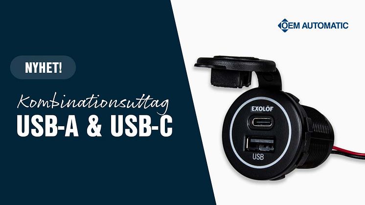 USB-A Och USB C | Enkel montering | Inspänning i multivolt 8-34VDC 