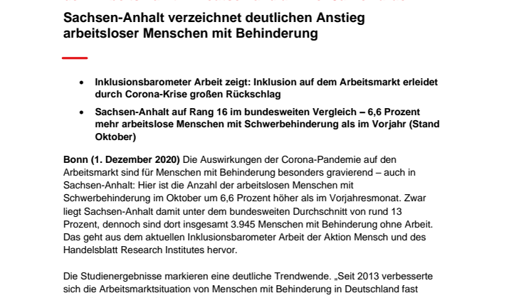 Inklusionsbarometer Arbeit / Sachsen-Anhalt