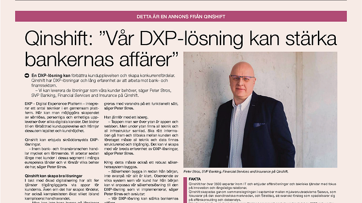 Qinshift: ”Vår DXP-lösning kan stärka bankernas affärer”