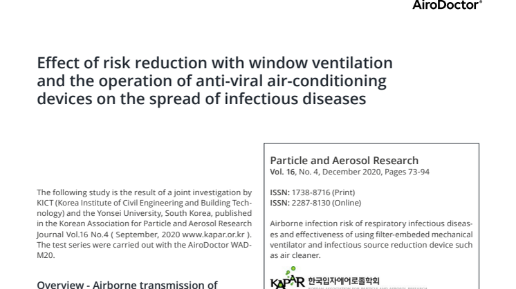 Effect of risk reduction with window ventilation and the operation of anti-viral air-conditioning devices on the spread of infectious diseases