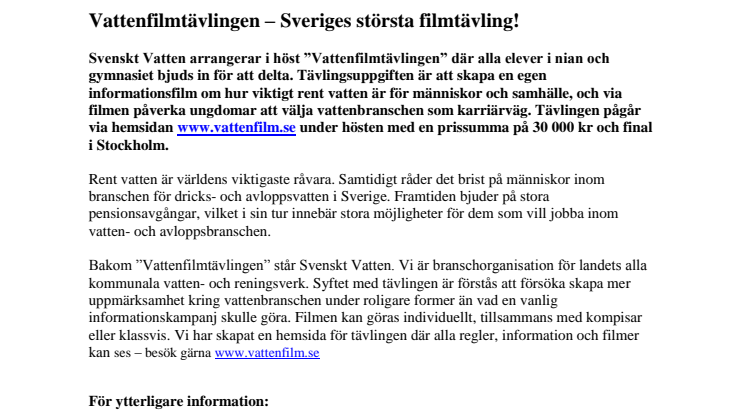 Vattenfilmtävlingen – Sveriges största filmtävling! 