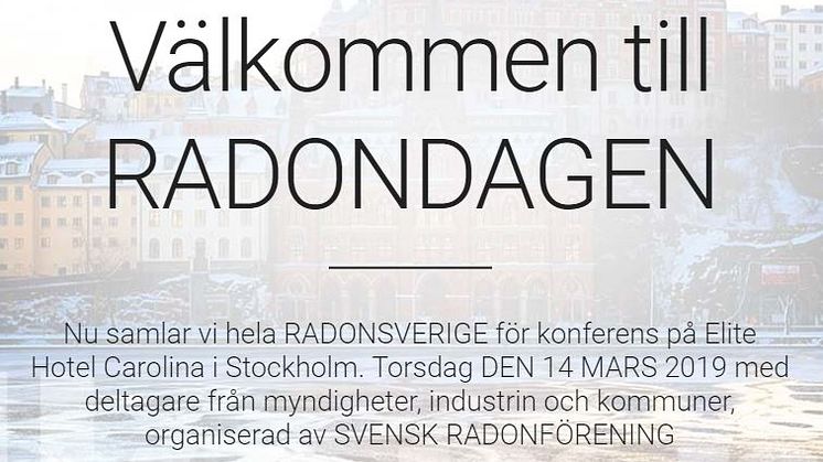 Nu har registrering till Radondagen den 14 mars öppen - Anmäl dig här!