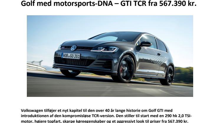 Golf med motorsports-DNA – GTI TCR fra 567.390 kr.