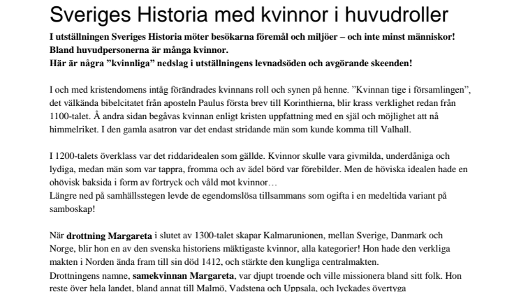 Sveriges historia med kvinnor i huvudrollen