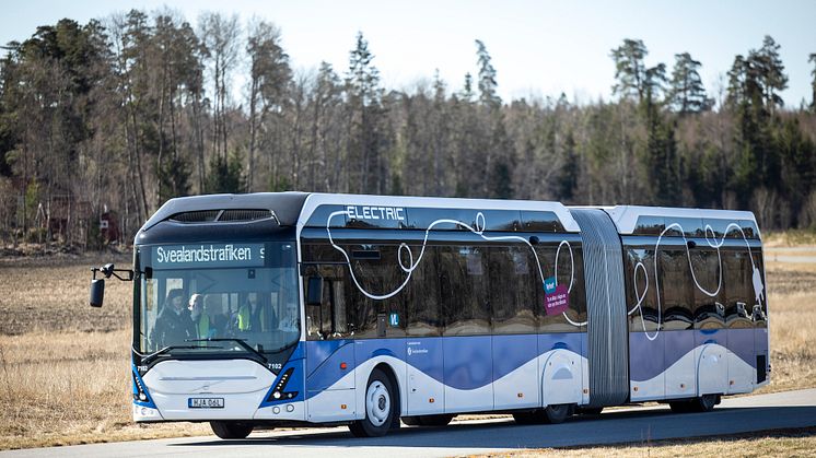 Svealandstrafikens buss under miljöministermötet på Arlanda. Foto: Johannes Frandsen