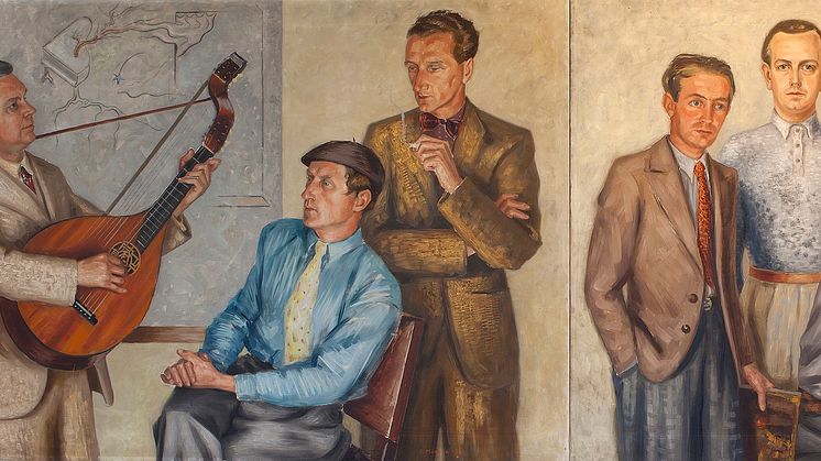 Halmstadgruppens verk är nu digitalt tillgängliga. Gruppen porträtterad av Stellan Mörner 1936.  