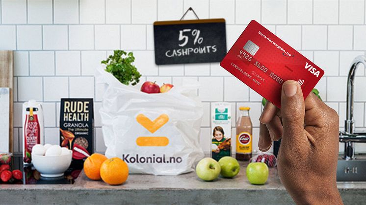 Nå kan medlemmer av Norwegian Reward tjene fem prosent CashPoints på dagligvarer hos Kolonial.no