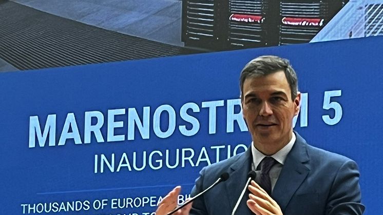 Spains Prime Minister Pedro Sanchez at the inauguration ceremony of MareNostrum 5. 