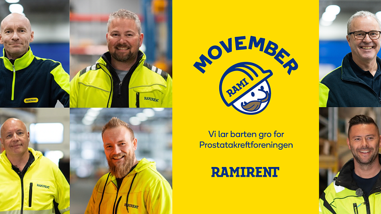 BILDE 1: For første gang skal Ramirent kjøre en Movember-kampanje, med mål om å spre informasjon om sykdommen og samle inn penger til Prostatakreftforeningen
