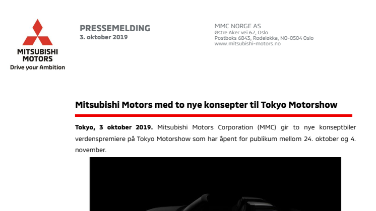 Mitsubishi Motors med to nye konsepter til Tokyo Motorshow