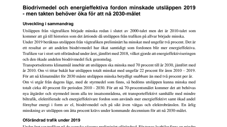 PM Vägtrafkens utsläpp, Trafikverket 200224 
