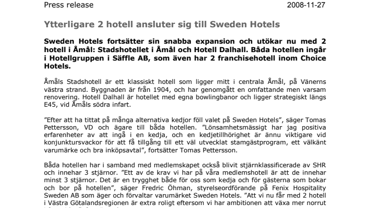 Ytterligare 2 hotell ansluter sig till Sweden Hotels