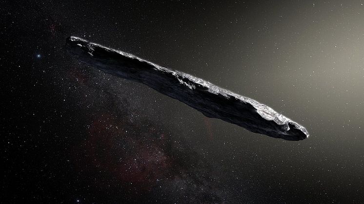 Comet Interceptor ska jaga ifatt en ännu oupptäckt komet med IRF-instrument ombord. Artistisk illustration visar I/'Oumuamua, den första identifierade himlakroppen från ett annat stjärnsystem som passerat genom solsystemet. Källa: ESO/M. Kornmesser 